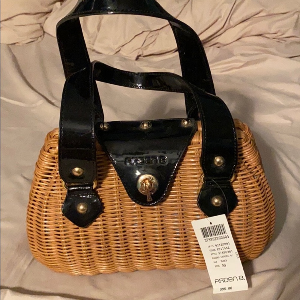 Arden B. Rattan satchel. Color is black